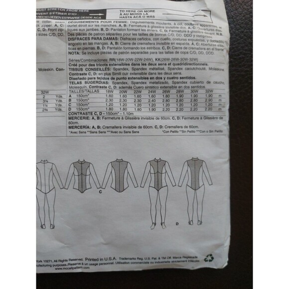 McCalls Women's Plus Size 18-24W Yaya Hans Ultimate Bodysuit Pattern 7341 - Picture 8 of 10